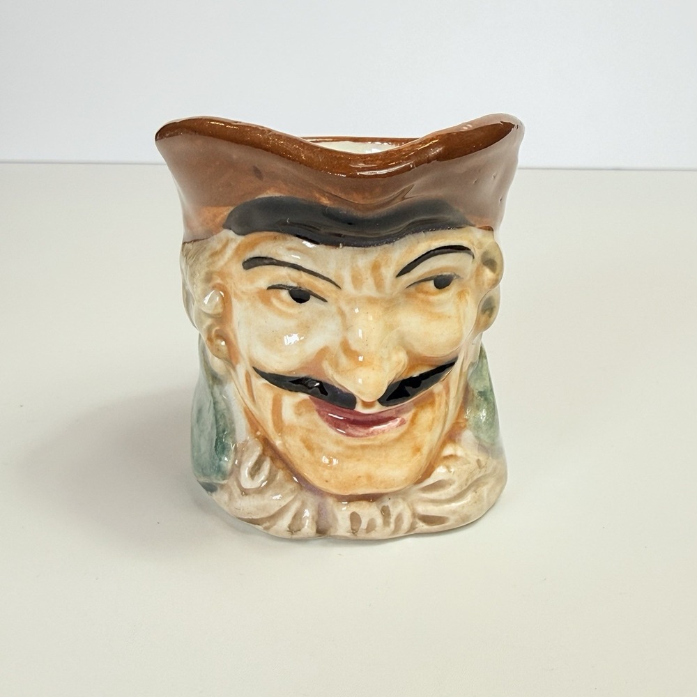 Vintage Hand Painted Miniature Pirate Toby Jug Character Face Mug Creamer 2.5"